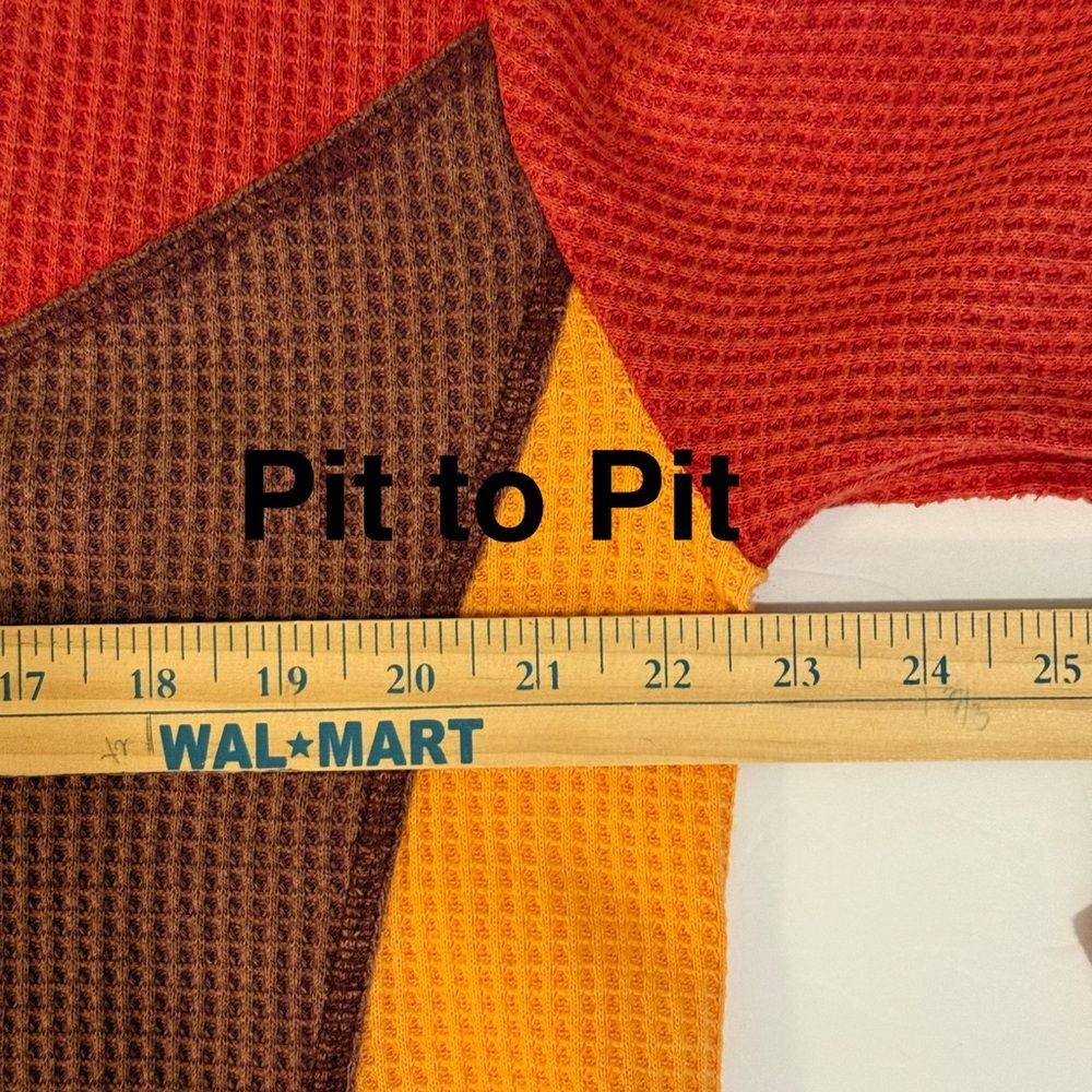 NWT Mineral Wash Colorblock Waffle Quarter Zip Sweater - Picture 7 of 9